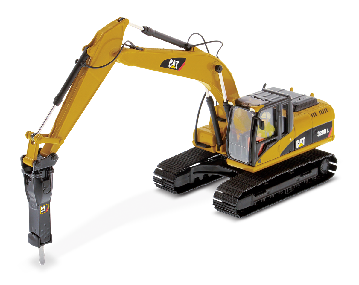 320D L Hydraulic Excavator with Hammer | Diecast Masters